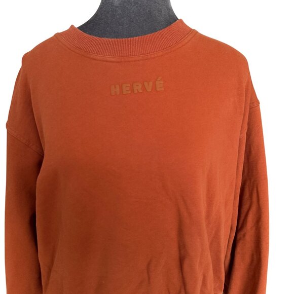 Hervé Orange Sweatshirt Crewneck Cotton Womens Size M - Picture 3 of 7
